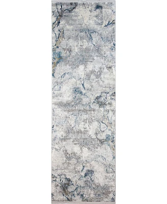 Bashian Charm Cha-02 Gray, Blue 2'6" x 8' Runner Rug