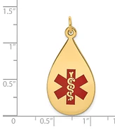 Medical Info Teardrop Charm Pendant in 14k Gold