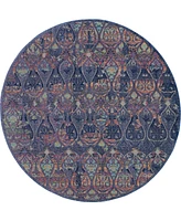 Nourison Home Ankara Global ANR08 Navy and Multi 4' Round Rug
