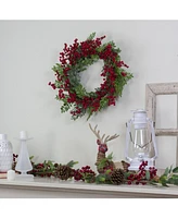 Northlight Berries and Two Tone Leaves Artificial Christmas Wreath-Unlit