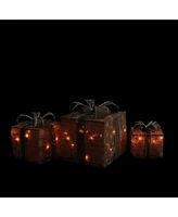 Northlight Lighted Natural Snowflake Burlap Gi Boxes Christmas Outdoor Decorations
