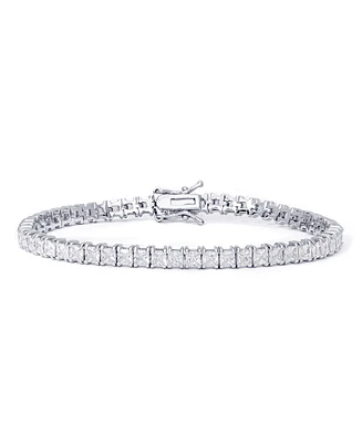 Macy's Cubic Zirconia Square Link Tennis Bracelet in Silver Plate