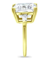 Cubic Zirconia Asscher Cut Center Stone Ring in Gold Plate