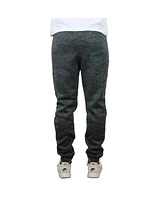 Galaxy By Harvic Men's Slim-Fit Marled Fleece Joggers with Zipper Side Pockets