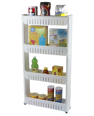 Vintiquewise Slim Storage Cabinet Organizer 4 Shelf Rolling Pull Out Cart Rack Tower with Wheels
