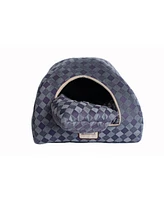 Armarkat Cat Bed C65HHG/Ls For Indoor Cats, Purple Gray Combo Checkered Pattern With Removable Washable Cushioned Pillow
