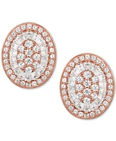 Diamond Baguette Oval Stud Earrings (1/2 ct. t.w.) 14k Gold , White or Rose