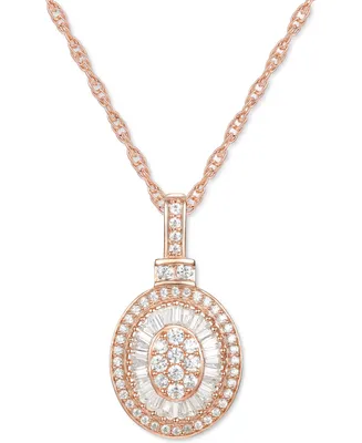 Diamond Baguette Oval 18" Pendant Necklace (1/2 ct. t.w.) in 14k Gold , 14k White Gold or 14k Rose Gold