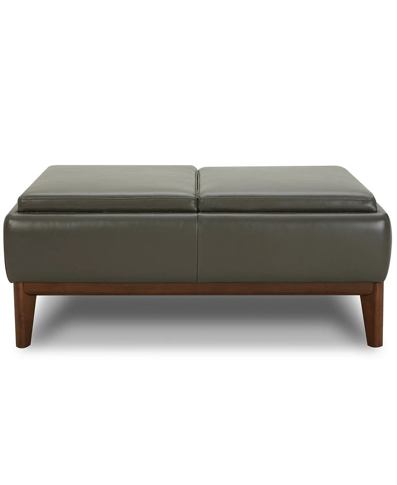 Jollene Leather Ottoman with Wood Trays, Created for Macy's