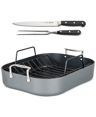 Viking Hard Anodized Aluminum Nonstick Roaster with Rack & Bonus Carving Set