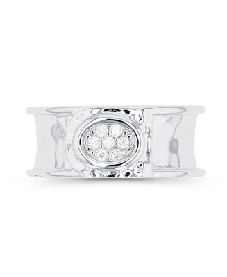 Cubic Zirconia Hammered Center Ring