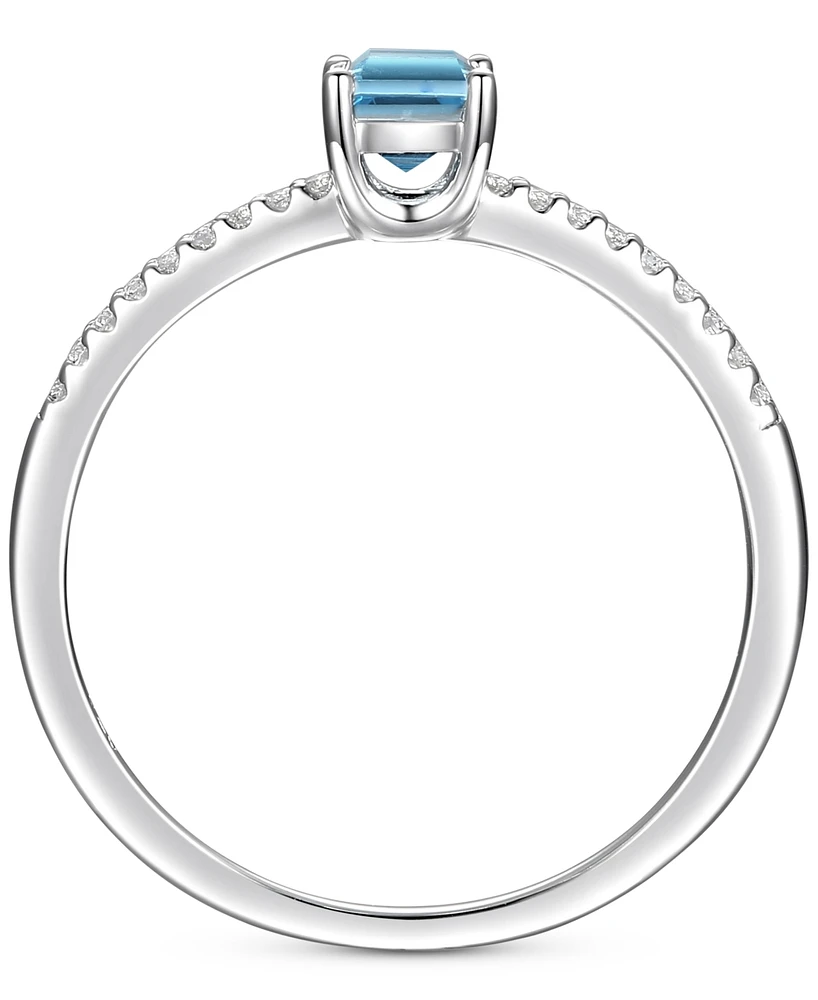 Blue Topaz (3/8 ct. t.w.) & Diamond (1/20 Ring Sterling Silver (Also Citrine Amethyst)
