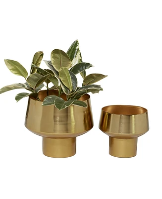 Decorative Metal Cup Shaped Planters with High Shine Finish, Set of 2