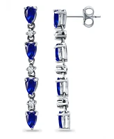 Giani Bernini Simulated Blue Sapphire and Cubic Zirconia Linear Drop Earrings