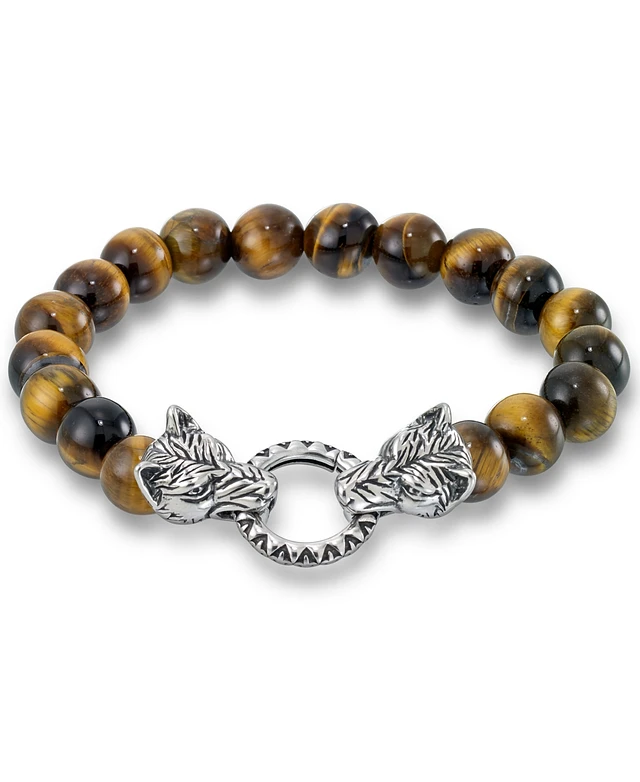 Andrew Charles by Andy Hilfiger Men's Tiger's Eye Bead Wolf Head