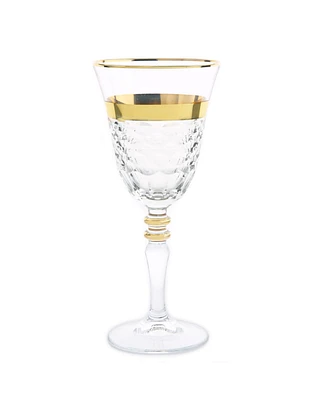 Classic Touch Water Glasses with Gold-Tone Cut Crystal Detail, Set of 6