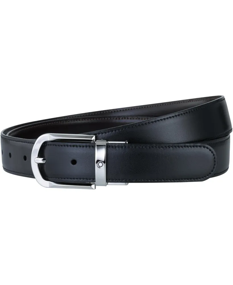 Montblanc Men's Black & Brown Reversible Leather Belt