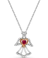 Women's 14K Rose Gold Plated Angel Heart Pendant Necklace in Sterling Silver