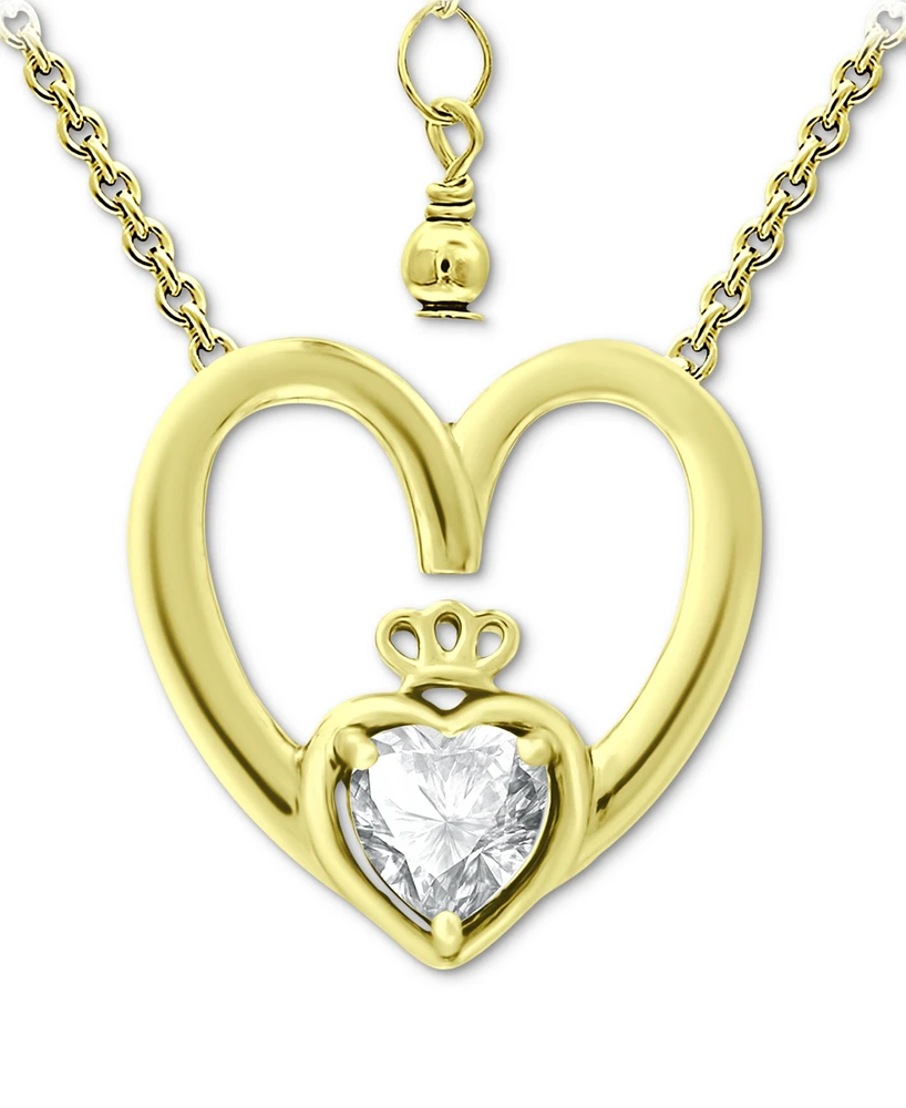 Giani Bernini Cubic Zirconia Claddagh Heart 16" Pendant Necklace, Created for Macy's