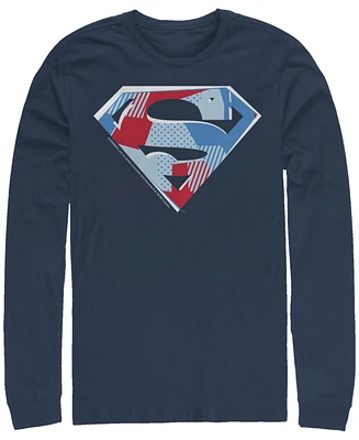 Men's Superman Cutout Logo Long Sleeve Crew T-shirt