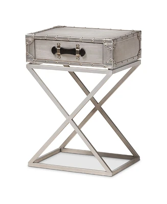 William Modern French Industrial Metal 1-Drawer Nightstand