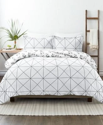 Ienjoy Home Ultra Soft Edgy Flowers Reversible Duvet Cover Set