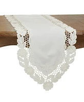 Saro Lifestyle Embroidered Table Runner with Floral Design, 68" x 16"