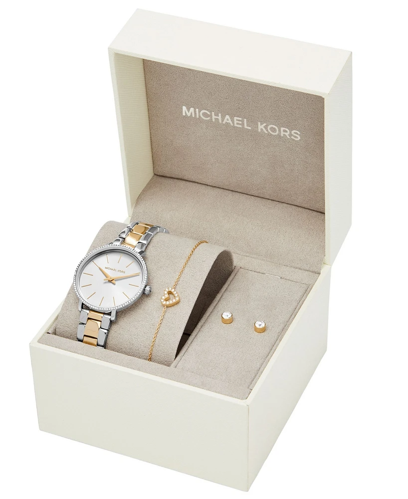 Michael Kors Women's Pyper Two-Tone Stainless Bracelet Watch 32mm Gift Set