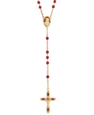 14K Gold-Dipped Red Bead and Red Enamel Rosary