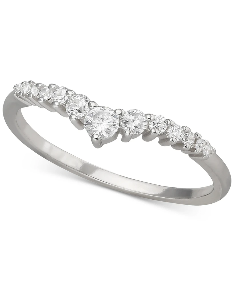 Giani Bernini Cubic Zirconia Graduated V Ring in Sterling Silver, Created for Macy's