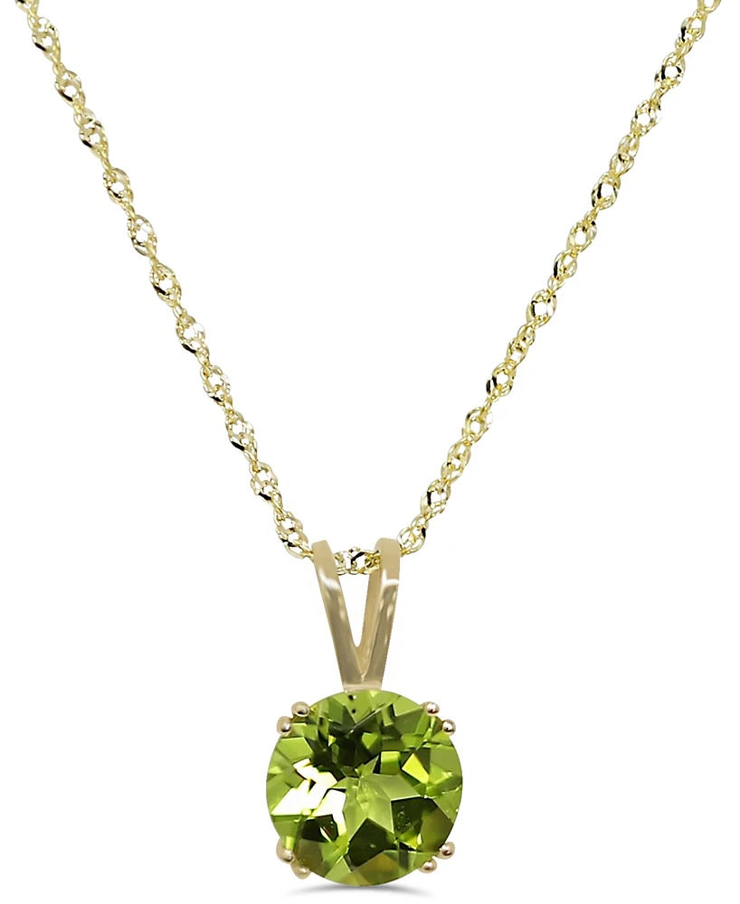 Gemstone Solitaire Pendant Necklace 14k Gold, 16" + 2" extender