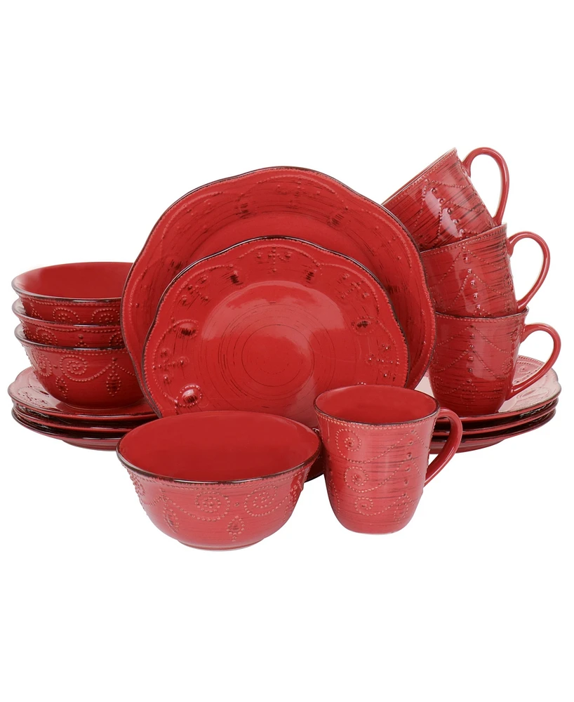 Elama Rustic Birch 16 Pc. Dinnerware Set, Service for 4
