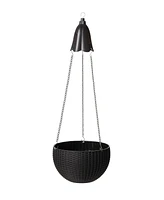 Glitzhome Solar Lighted Plastic Hanging Planter, 30"
