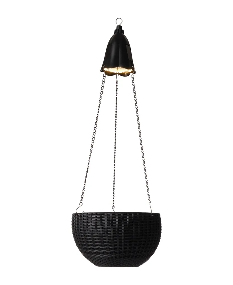 Glitzhome Solar Lighted Plastic Hanging Planter, 30"
