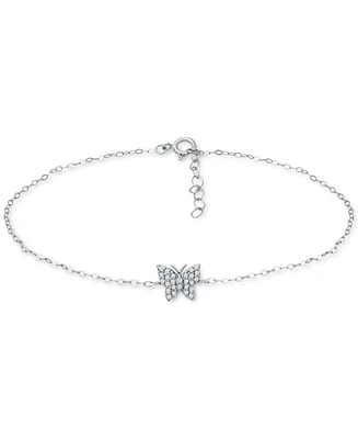 Giani Bernini Cubic Zirconia Butterfly Ankle Bracelet in Sterling Silver, Created for Macys