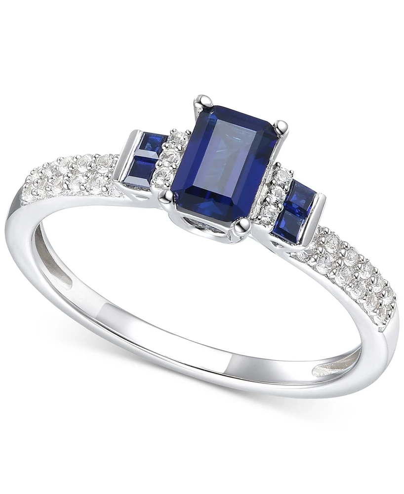 Sapphire (7/8 ct. t.w.) & Diamond (1/6 Ring 14k White Gold (Also Emerald Ruby)
