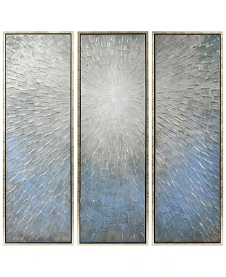 Empire Art Direct Silver Ice 3-Piece Textured Metallic Hand Painted Wall Art Set by Martin Edwards, 60" x 20" x 1.5"