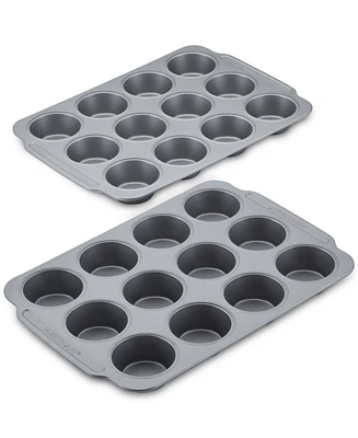 Farberware Nonstick Bakeware Double Batch Muffin and Cupcake Pan Set, 2-Piece