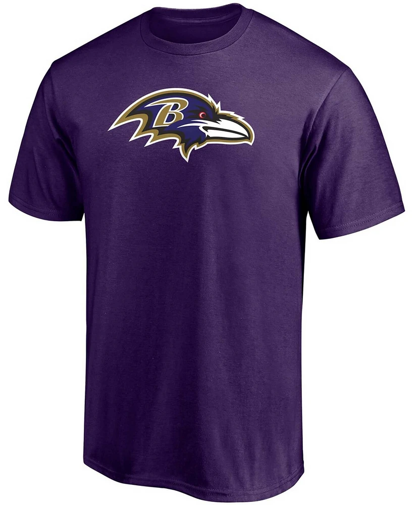 Men's Lamar Jackson Purple Baltimore Ravens Player Icon Name and Number T-shirt