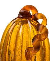 Glitzhome Amber Crackle Pumpkin, Set of 2