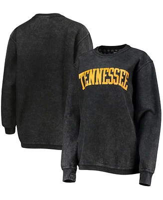 Women's Black Tennessee Volunteers Comfy Cord Vintage-Like Wash Basic Arch Pullover Sweatshirt