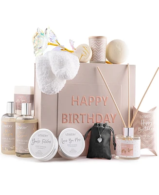 Lovery Birthday Gift Basket, Birthday Spa Gift Box, Body Care Gift Set, 20 Piece
