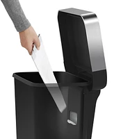 simplehuman 45 Liter Rectangular Liner Rim Plastic Kitchen Trash Can with Pocket