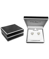 Diamond Heart & Cross Stud Earrings (1/10 ct. t.w.) in Sterling Silver & 14k Gold-Plate