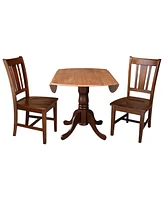 42" Dual Drop Leaf Table with 2 Splat Back Dining Chairs