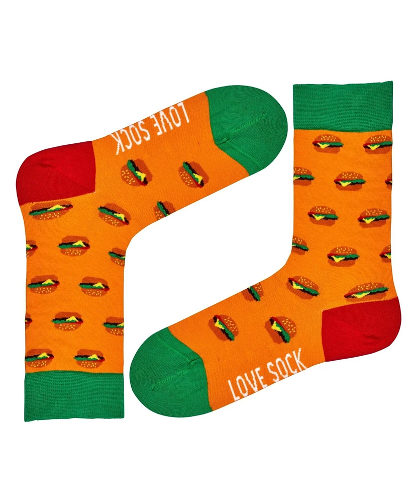 Burger Novelty Cotton Colorful Fun Novelty Crew Socks