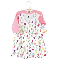 Hudson Baby Baby Girls Hudson Cotton Dress and Cardigan Set