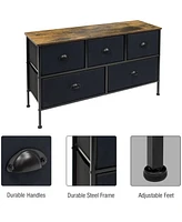 Sorbus 5 Drawers Dresser- Storage Unit with Steel Frame, Wood Top, Fabric Bins - for Bedroom, Closet, Office and more
