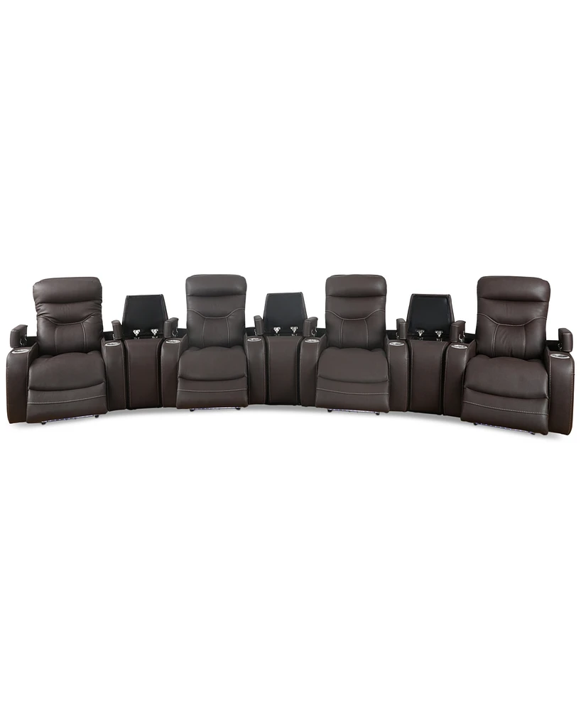 Jabarr 7-Pc. Beyond Leather Theater Seating with 3 Consoles, Created for Macy's