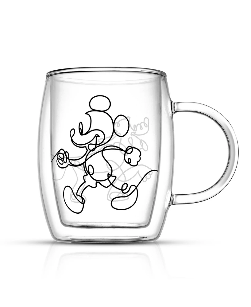 JoyJolt Disney Mickey and Pluto Aroma Glass Espresso Mugs, Set of 2